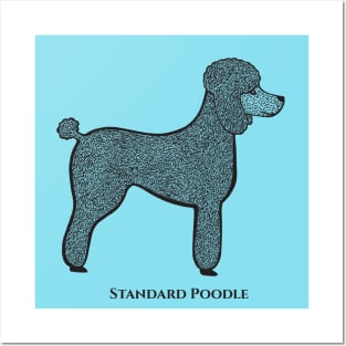 Poodle with Name - hand drawn dog design with text Posters and Art